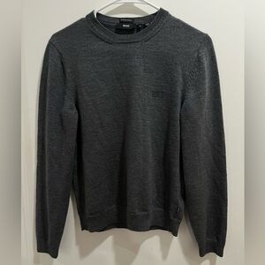 HUGO BOSS Charcoal Wool Crewneck Sweater for Men
